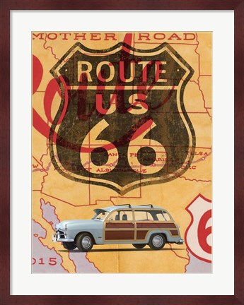 Framed Route 66 Vintage Postcard Print