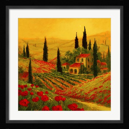 Framed Poppies of Toscano II Print
