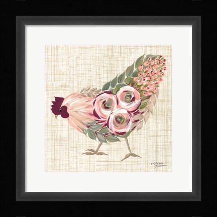 Framed Botanical Rooster II Print