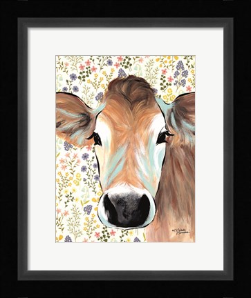 Framed Bluebell Cow Print