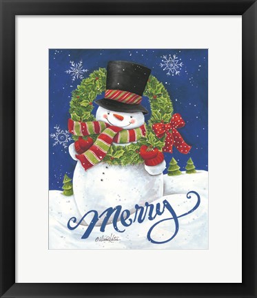 Framed Merry Snowman Print