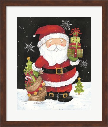 Framed Santa Claus with Presents Print