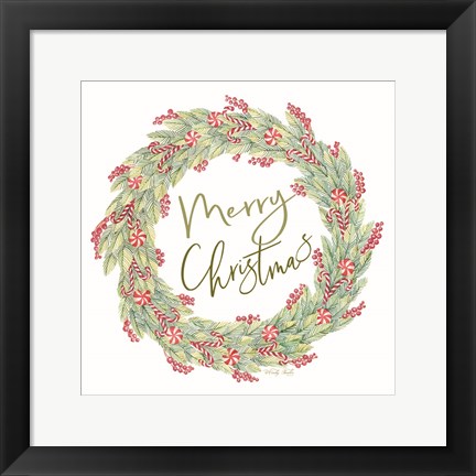 Framed Candy Cane Wreath Print
