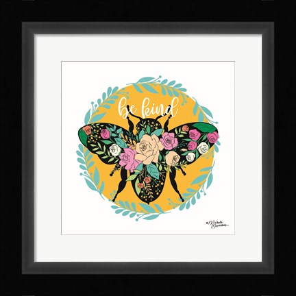 Framed Be Kind Floral Bee Print
