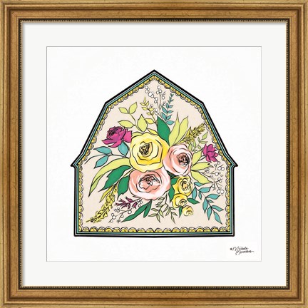 Framed Floral Barn Print