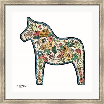 Framed Floral Horse Print