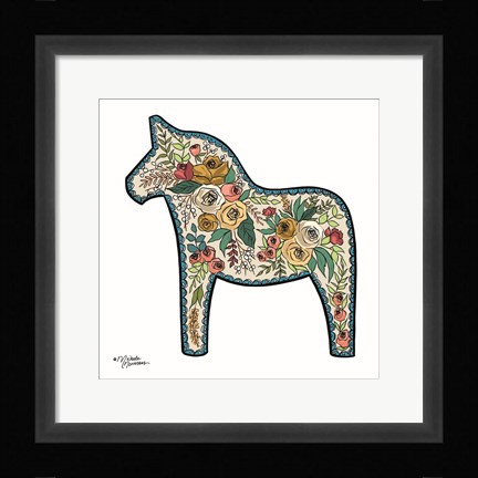 Framed Floral Horse Print