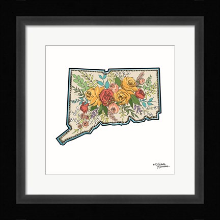 Framed Floral Connecticut Print