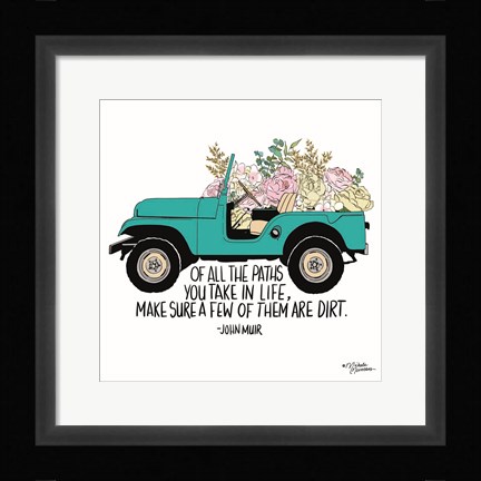 Framed Floral Jeep Print