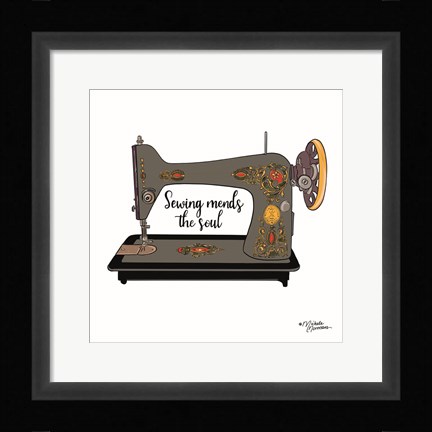 Framed Sewing Mends the Soul Print