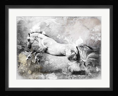 Framed White Horse Print