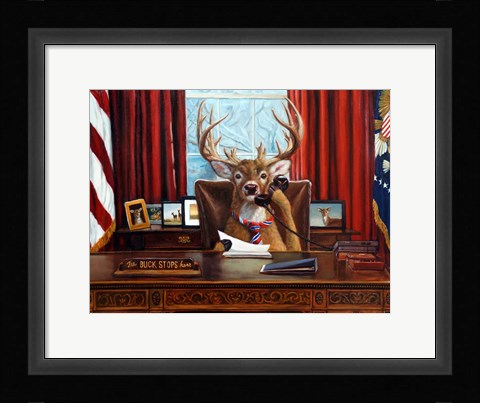 Framed Buck Stops Here Print