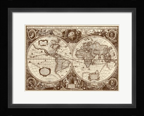 Framed Nova Totius Terrarum Orbis Tabula (sepia) Print