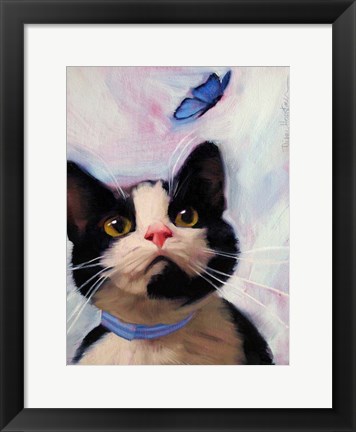 Framed Cat and Butterfly Print