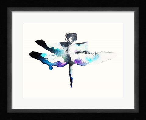 Framed Turquoise &amp; Violet Dragonfly Print