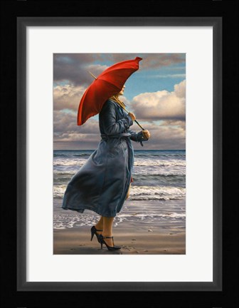 Framed Red Umbrella Print