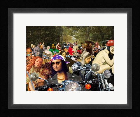 Framed Bikers sur l'herbe Print