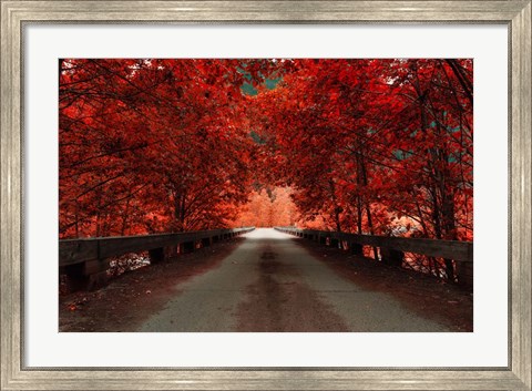 Framed Bridge (Red) Print