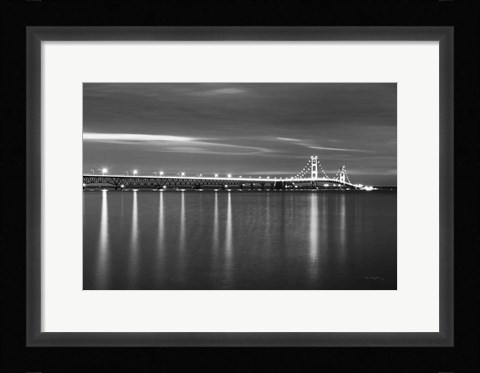 Framed Mackinac Bridge BW Print