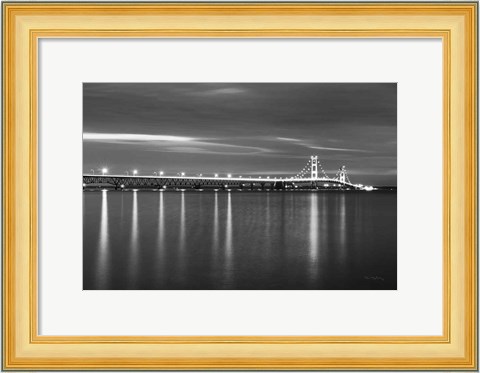 Framed Mackinac Bridge BW Print