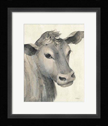 Framed Moo Brown Crop Print