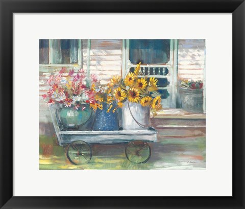 Framed Garden Wagon Bright Print