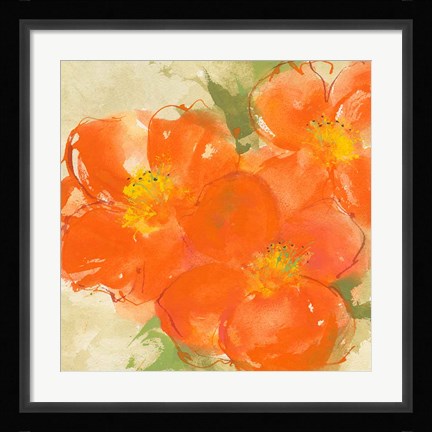 Framed Tangerine Poppies II Print