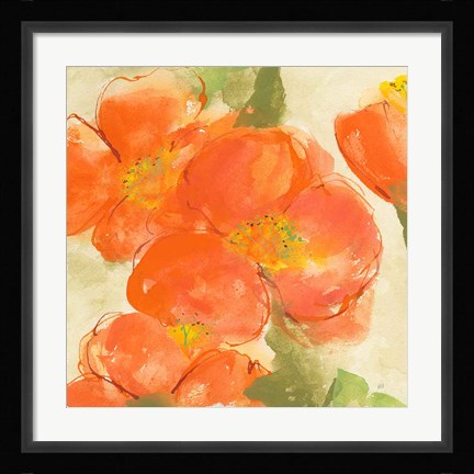 Framed Tangerine Poppies I Print