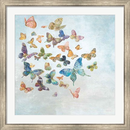 Framed Beautiful Butterflies v3 Sq Light Print