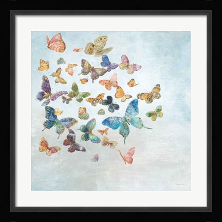 Framed Beautiful Butterflies v3 Sq Light Print