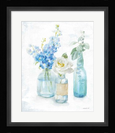 Framed Beach Cottage Florals II - No Shells Print