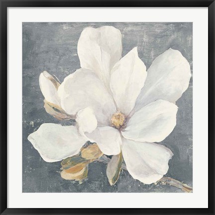 Framed Serene Magnolia Gray Print