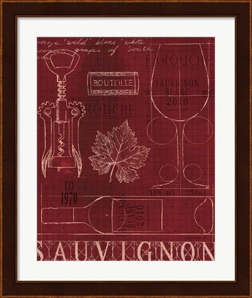 Framed Wine Blueprint IV Print