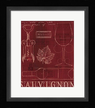 Framed Wine Blueprint IV Print