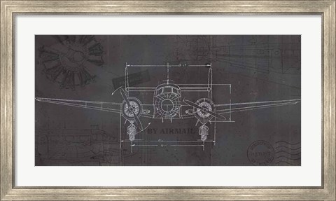 Framed Plane Blueprint IV Wings Print