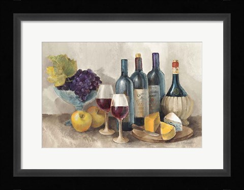 Framed Wine and Fruit I v2 Light Print