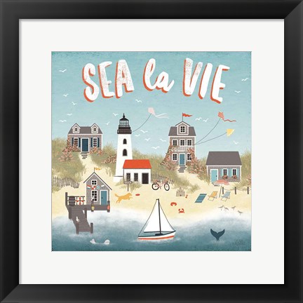 Framed Seaside Village III Print
