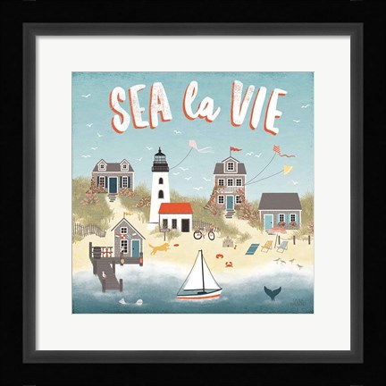 Framed Seaside Village III Print