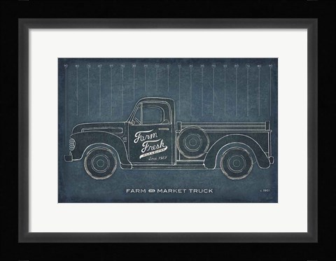 Framed Farm Truck Blueprint Print