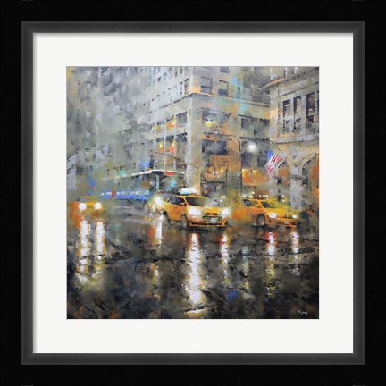 Framed Manhattan Orange Rain Print