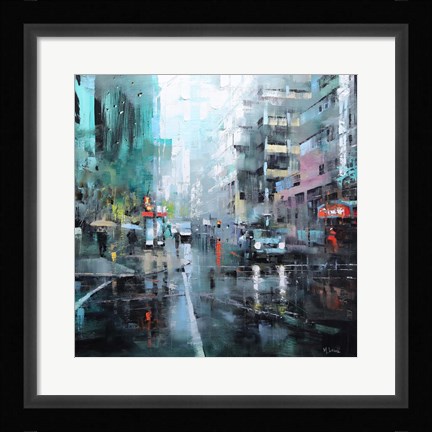 Framed Montreal Turquoise Rain Print
