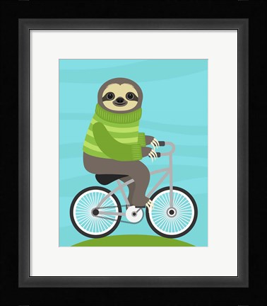 Framed Cycling Sloth Print