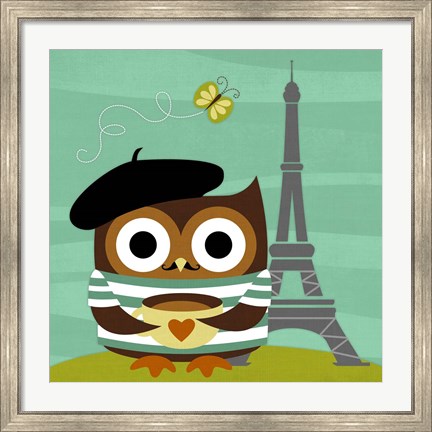 Framed Owl in Paris Print