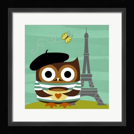 Framed Owl in Paris Print