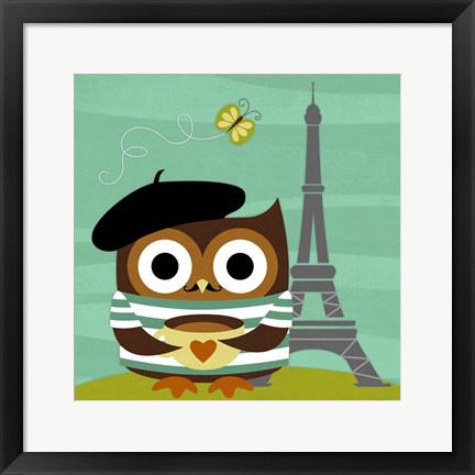 Framed Owl in Paris Print