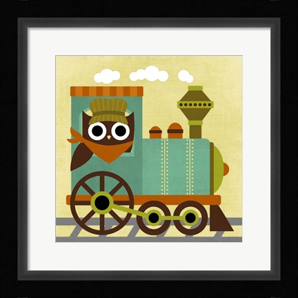 Framed Owl Train Conductor Print