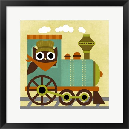 Framed Owl Train Conductor Print