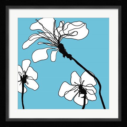 Framed Flowers in Blue 1 Print