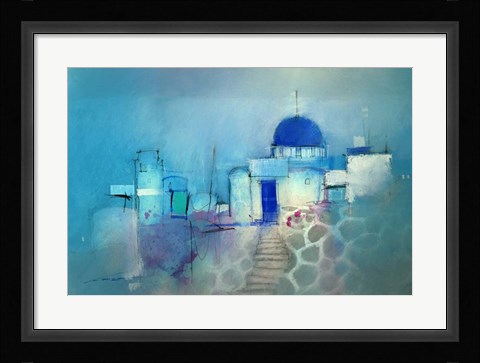 Framed Santorini Blue Print