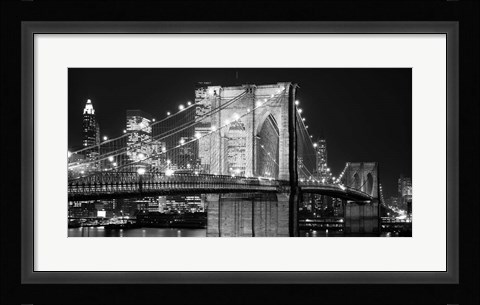 Framed Brooklyn Bridge at Night Print
